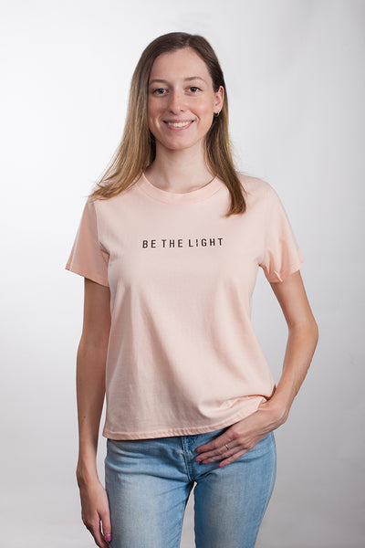 Be The Light Cube Tee Pale Pink with Black Metallic Print